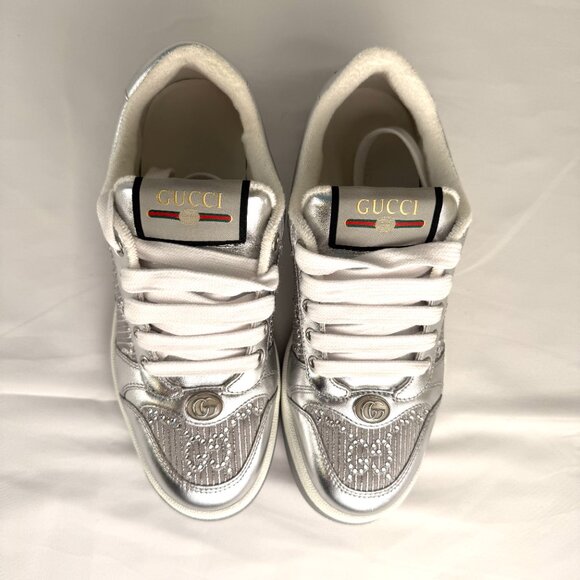 SOLD! Gucci Women's Silver Sneakers size 36.5 6.5-7US - Picture 7 of 9